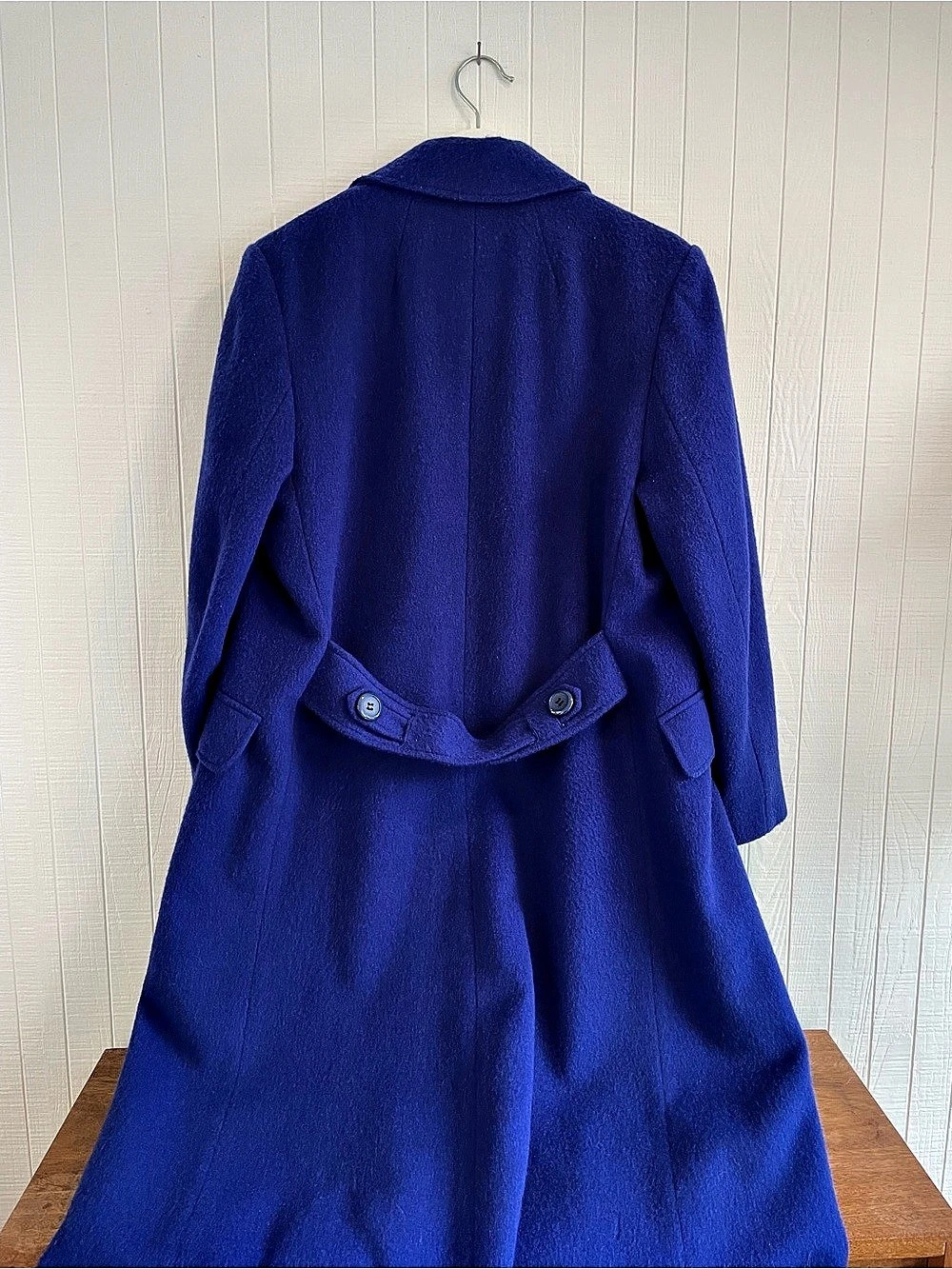 Vtg Mallerette Cobalt Blue Wool Statement Coat - Picture 4 of 17